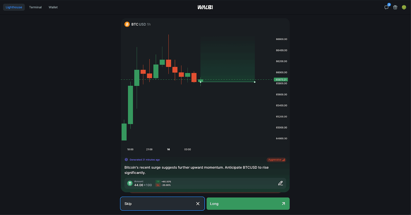 A graph shows the value of Bitcoin over time.
