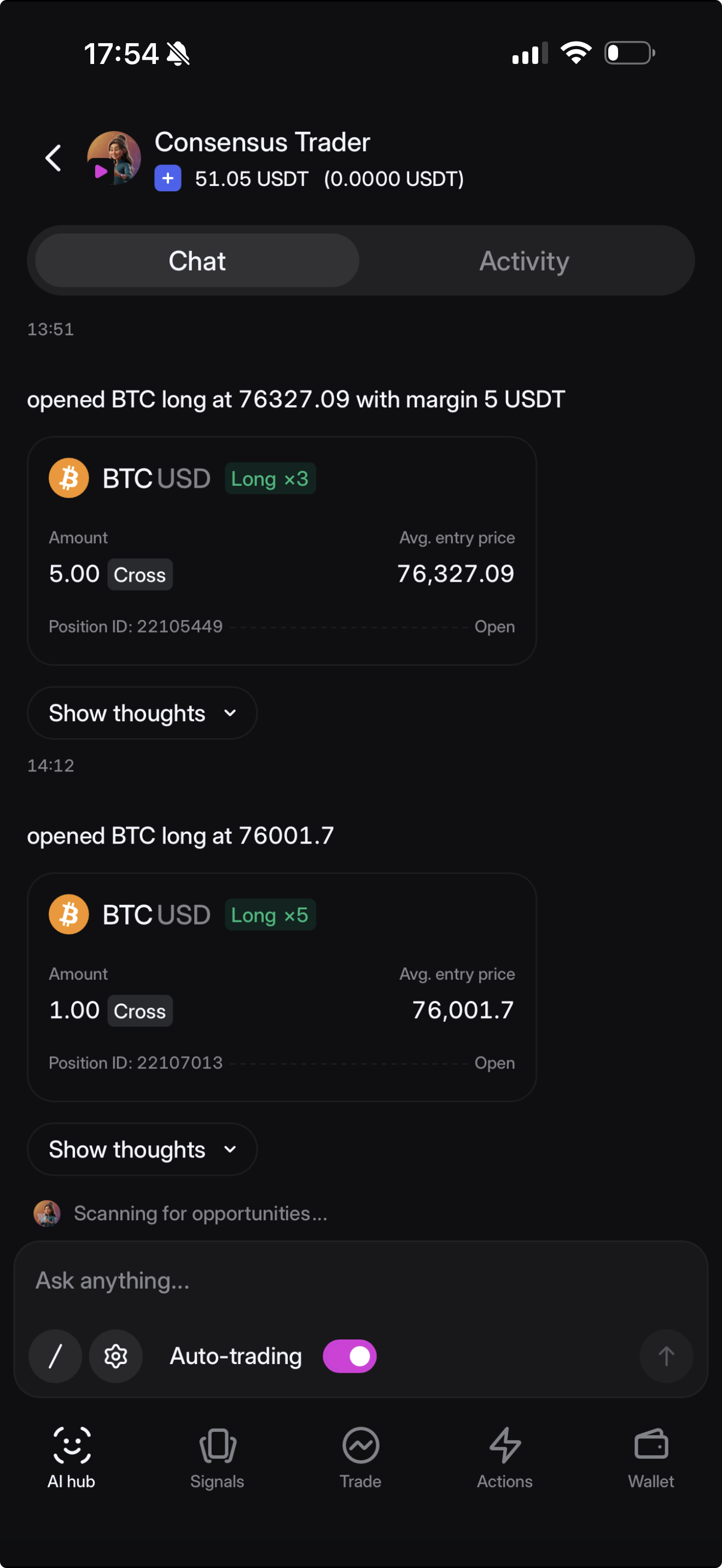 AI Agent chat in Walbi app